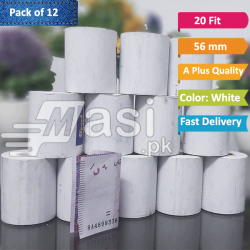 Pack of 12 - Best Thermal Paper Roll Receipt 56mm - 20 fit | masi.pk